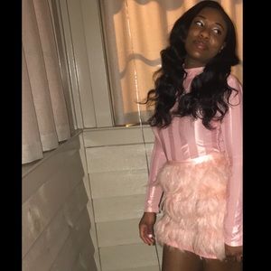 Blush Feather Skirt Bodycon Dress.